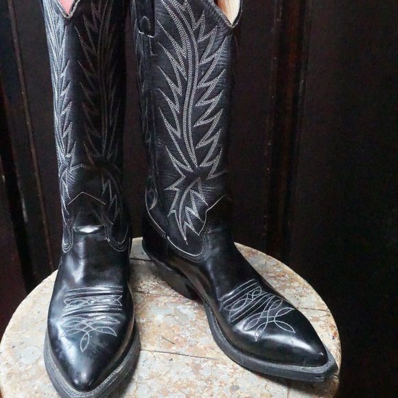 Nocona Shoes Vintage Nocona Black Leather Pointy Toe Cowboy Western